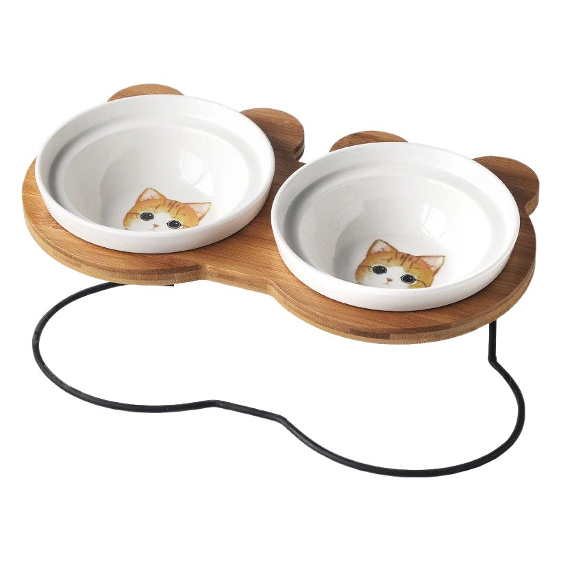 Red Bowl INS suministros para mascotas gato tazón perro tazón de cerámica oblicua boca protección columna tazón de fuente estante gato tazón de comida tazón de agua