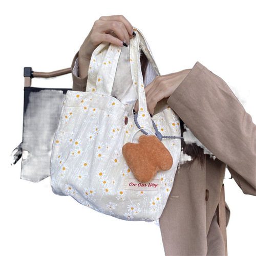 Japanese and Korean Ins New Small Floral Top Handle Bag, Girl's Heart Convenient Mini Flower Top Handle Bag Casual Cute Women