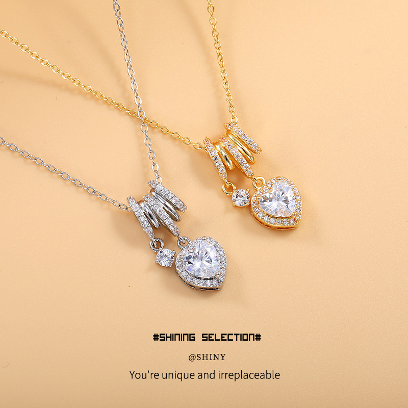 Collar de circonita en forma de corazón, diseño exquisito, moda de verano, cadena para clavícula, elegante colgante, joyería versátil._voghion.com