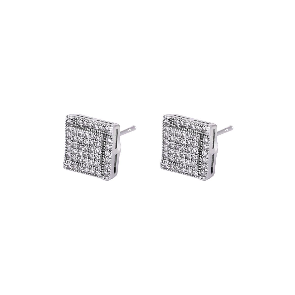 New Cross-border Zircon Square Earrings Men, Simple Shiny, Stylish And Luxurious Accessories For Women_voghion.com