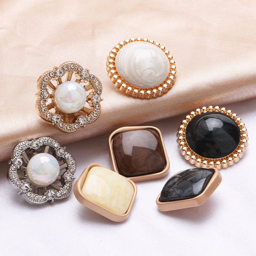 Xiaoxiangfeng hand-sewn coat buttons for women's knitted sweater jackets decorative alloy buttons metal high buttons