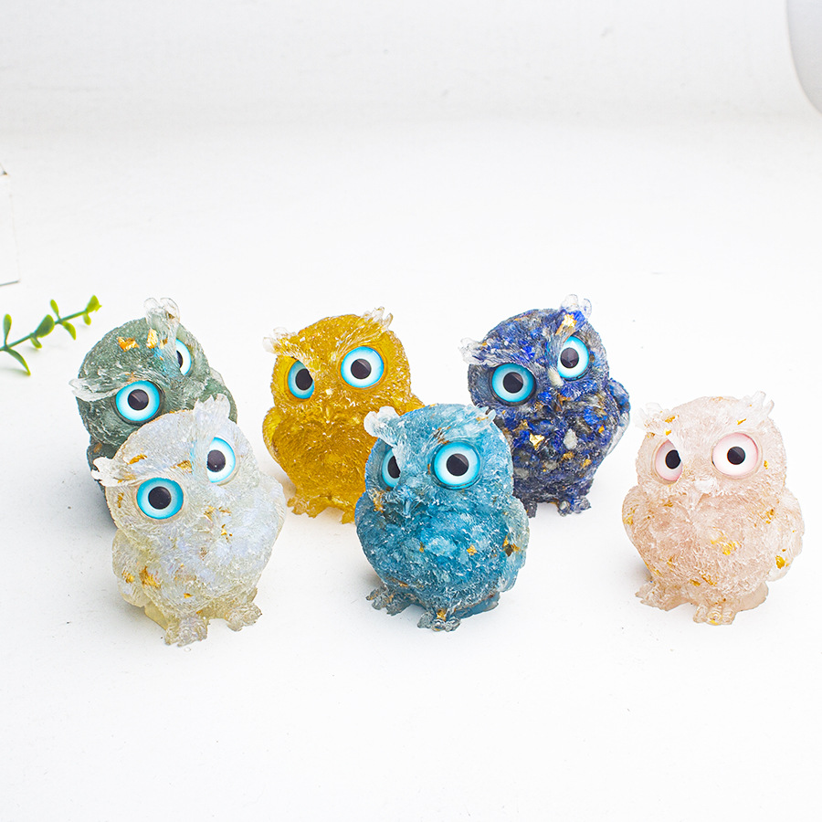 Cute Simple Style Owl Gem Crystal Agate Ornaments Artificial Decorations display picture 4