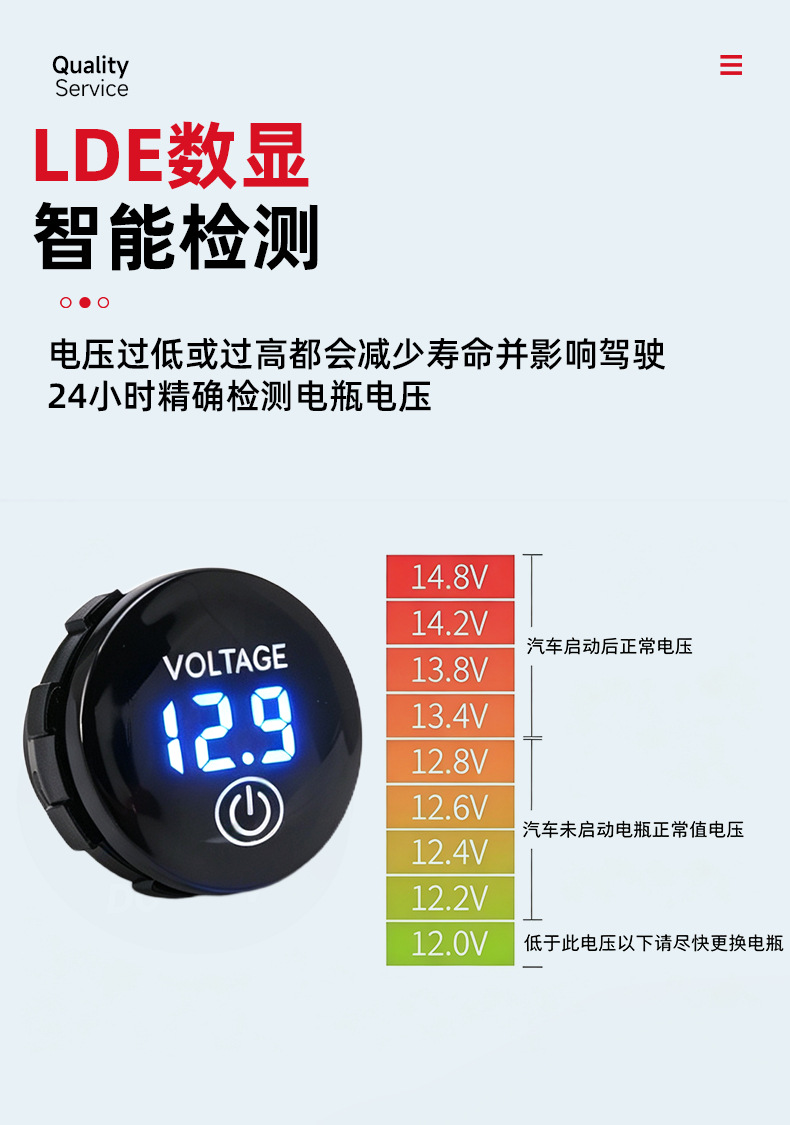 New model with touch switch DC digital display LED voltmeter voltage measuring instrument for battery capacity measurement with switch