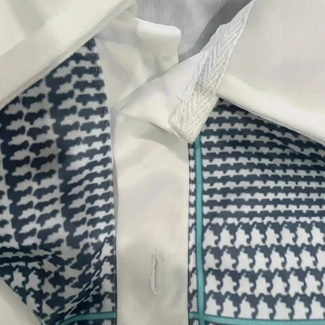 Tejido de punto retro clásico estampado 3D hombre casual de todo fósforo hombro de manga larga botón solapa jersey POLO