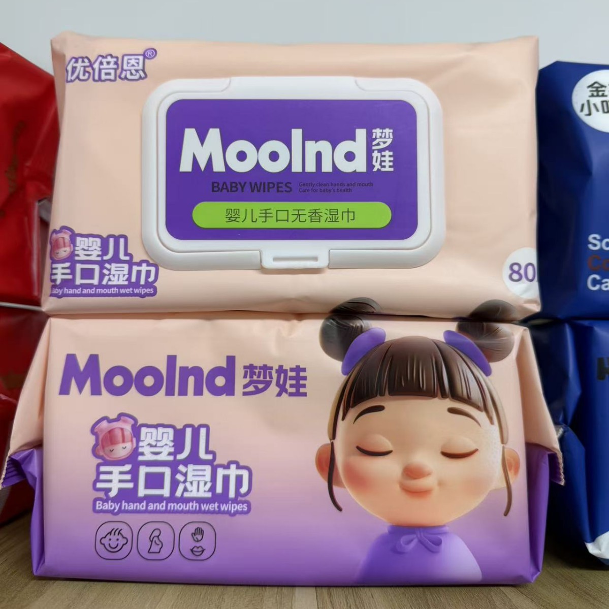 Wholesale Baby Wipes Large Pack 80 Pieces Baby Removable Wet Wipes with Lid Baby Hand and Mouth Cleaning Wipes