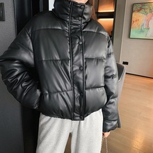 pu皮棉衣冬季短款加厚保暖棉服女2023新款宽松百搭面包服女式外套