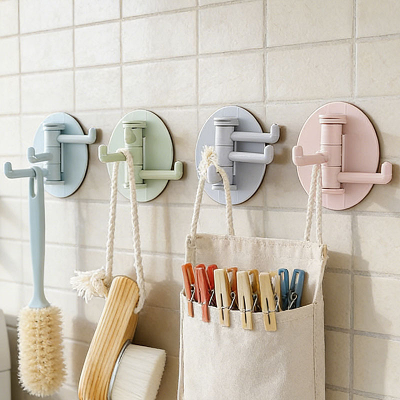 Seamless Rotating Hook Three-Hook Strong Towel Hook Bathroom Tile Punch-Free 3-Branch Adhesive 3-Claw Hook Seamless Rotating Hook Three-Hook Strong Towel Hook Bathroom Tile Punch-Free 3-Branch Adhesive 3-Claw Hook