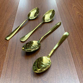 不锈钢勺子  金色餐勺吃饭勺喝汤汤勺调羹甜品勺加厚汤匙厂家直供