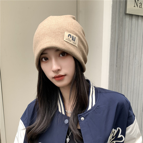 Hats for women in autumn and winter knitted Internet celebrity pile hat Korean style woolen hat with big head circumference and small face Japanese style pullover cold hat