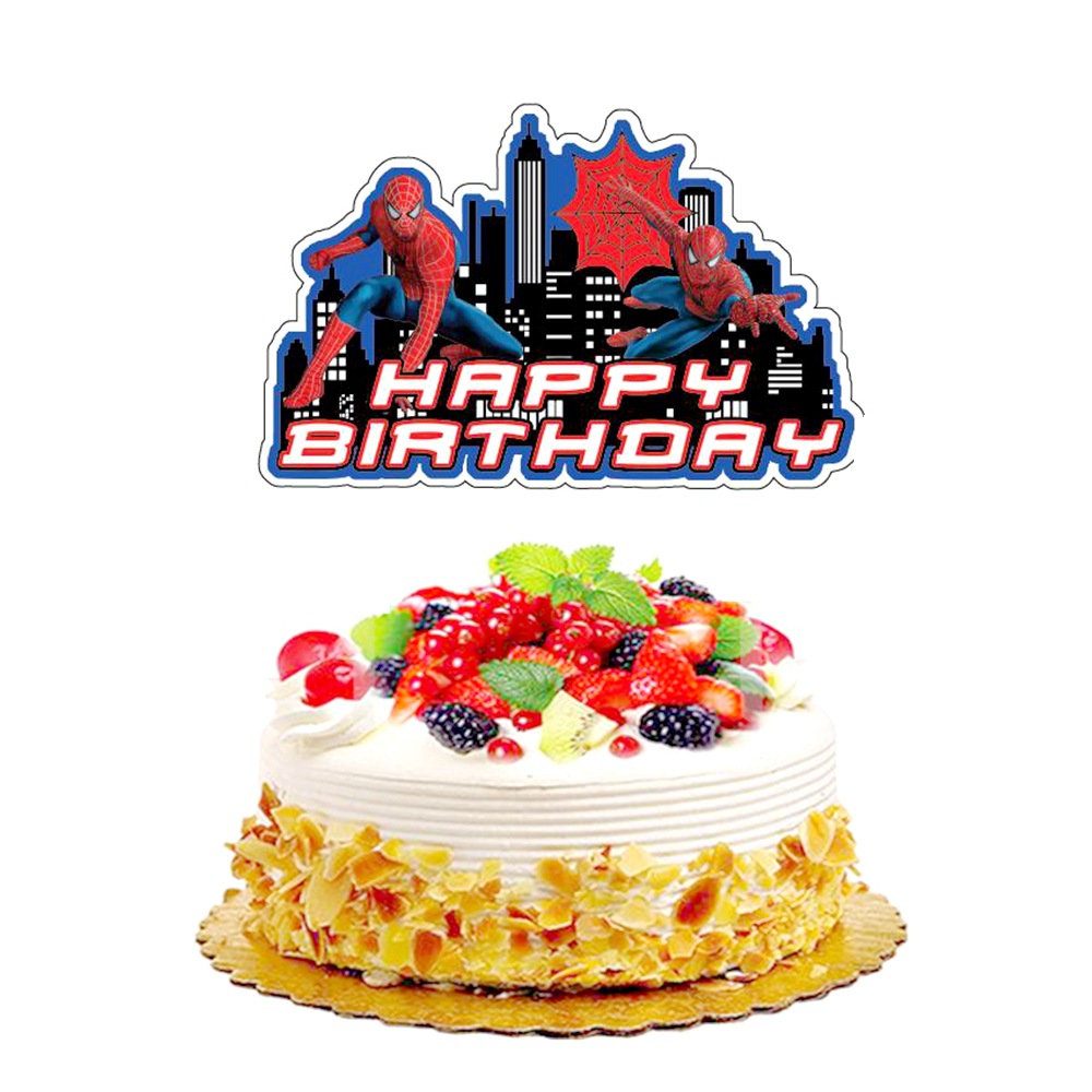 新款英雄联盟主题蜘蛛侠生日派对装饰套装蛋糕插牌插旗拉旗横幅