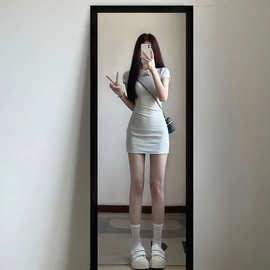 小个子辣妹短袖t恤连衣裙子女夏季2025新款收腰修身显瘦包臀短裙