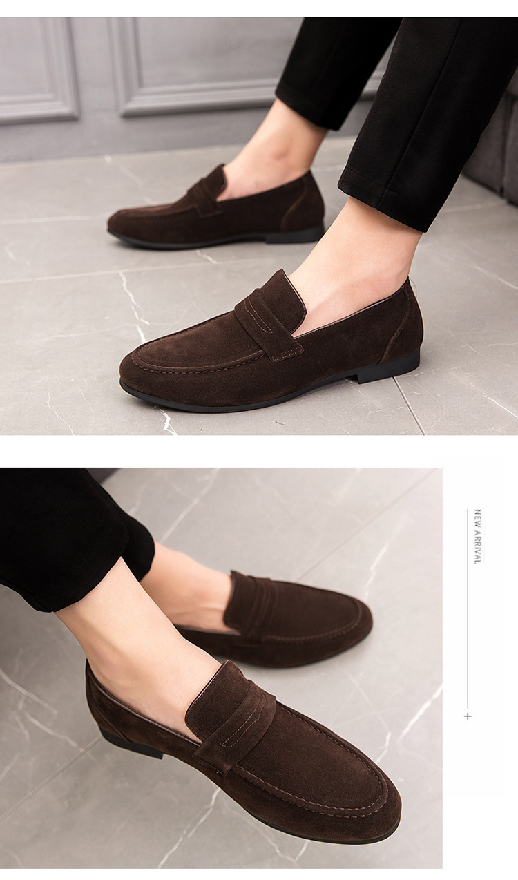 Large Size Men's Lazy Leather Shoes British Style Casual Daily Loafers Simple Suede Slip-on Fashionable Shoes_vogvips.com