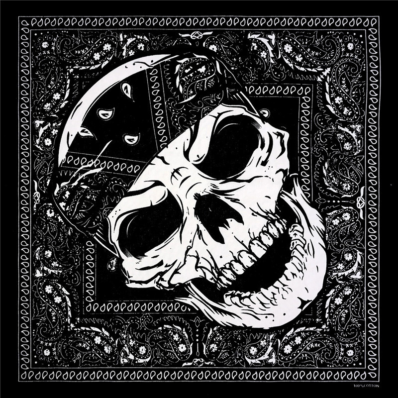 Multiple Styles of Skull Headbands, European and American Trendy Square Scarves, Outdoor Sports Cycling Headwear, Hip-Hop Street Dance Style Headscarves, Scarves