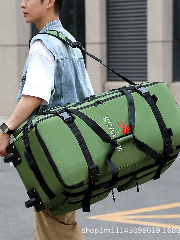 Nueva mochila de viaje de gran tamaño, rueda plegable portátil, bolsa de lona, bolsa de equipo para exteriores, bolsa de remolque multifuncional, bolsa de envío