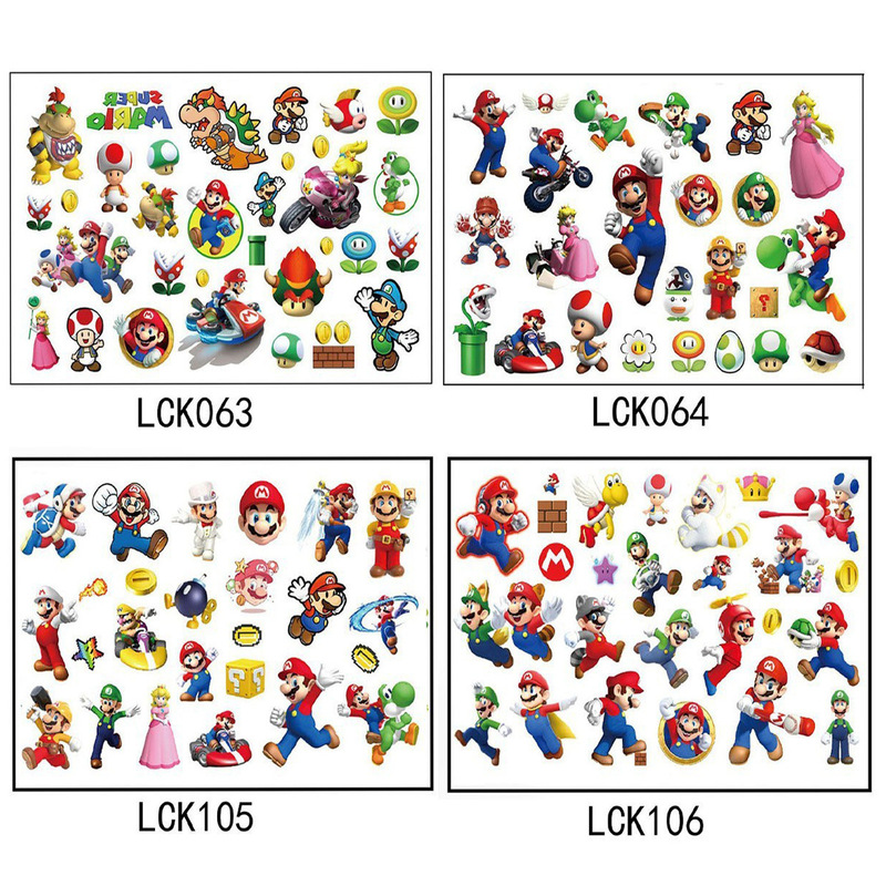 Cartoon Tattoo Sticker Children's Super Mary Cute Tattoo Sticker Water Transfer Fashion Birthday Party Gift