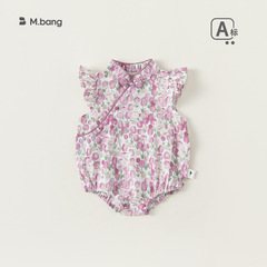 邦選兒童哈衣新中式寶寶爬服兒童碎花盤扣設計連體衣夏XY14043