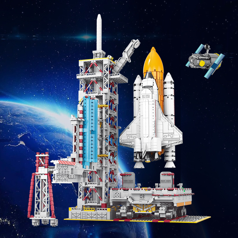 Compatible con Lele hermanos espacio bloques de construcción cohete nave espacial alta modelo Pequeñas partículas niños ensamblados juguetes adornos