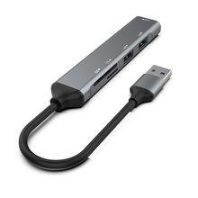 私模铝合金USB分线器5合1拓展坞USB3.0集线器3口hub带读卡器TF/SD