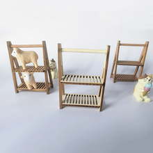 Dollhouse娃娃屋单层双层木质收纳架蔬菜镂空架微缩食玩场景配件