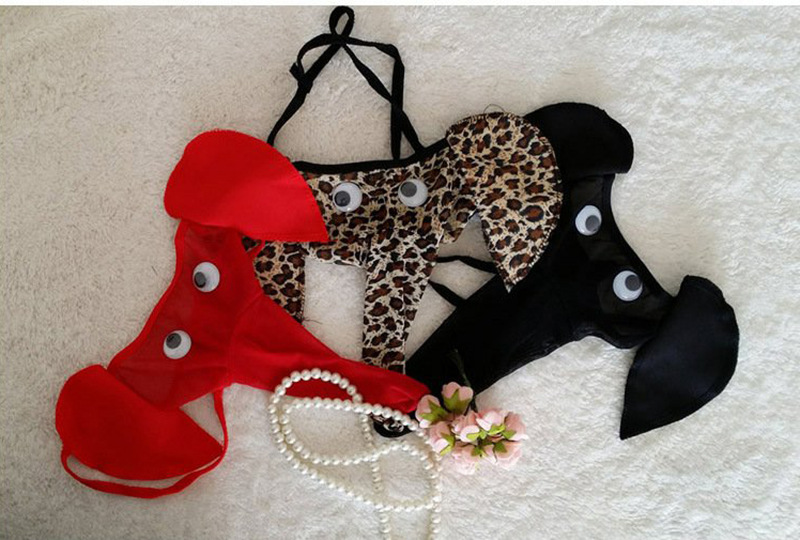 Xiuaisha Men’s Mesh Perspective Elephant Nose Thong, Leopard Print One Size — detail image 19