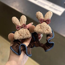 韩系可爱新款甜美蝴蝶结发绳发圈秋冬绑发马尾丸子头眯眼兔子头绳