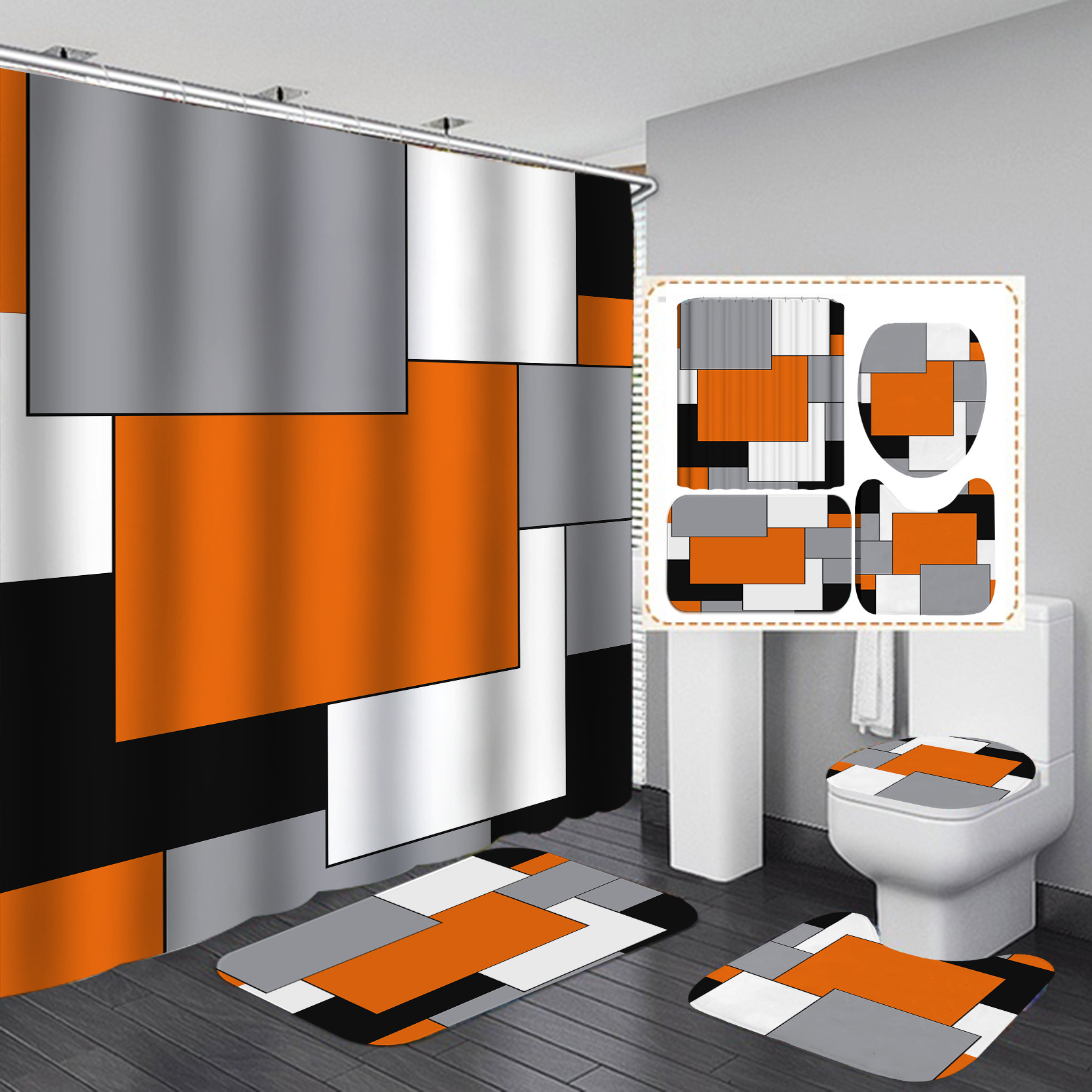 Amazon 3D HD impresión ducha cortina impermeable baño ducha cortina tela americana Plaid baño partición ducha cortina