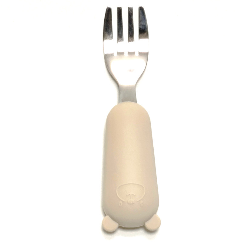 아이보리 (곰 실리콘 스테인레스 스틸 포크)