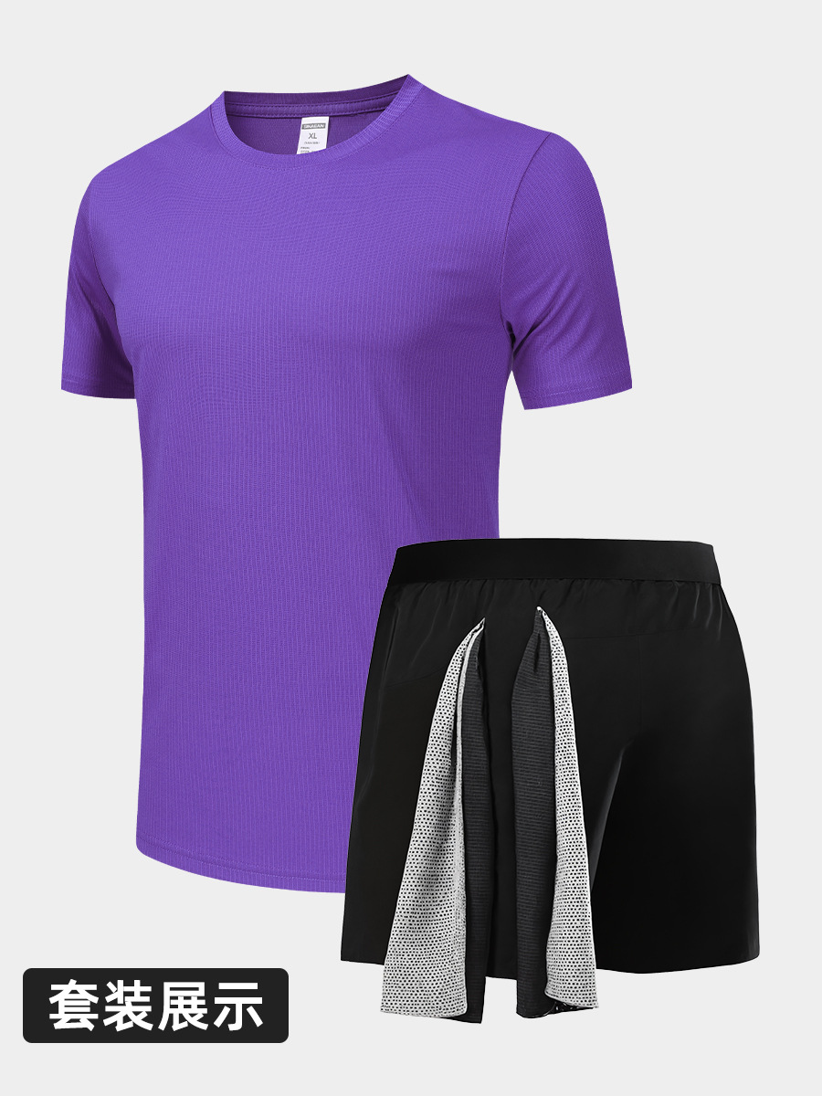 Verano transfronterizo Amazon al aire libre suelto color sólido traje de talla grande deportes y ocio cuello redondo pantalones cortos de manga corta traje de dos piezas