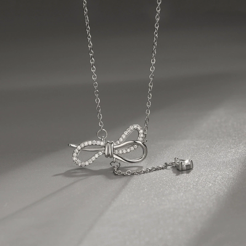 Songqi Necklace stainless steel with bow, small design summer chain for key bag for St. Valentine’s Day, light luxury style, Birthday gift