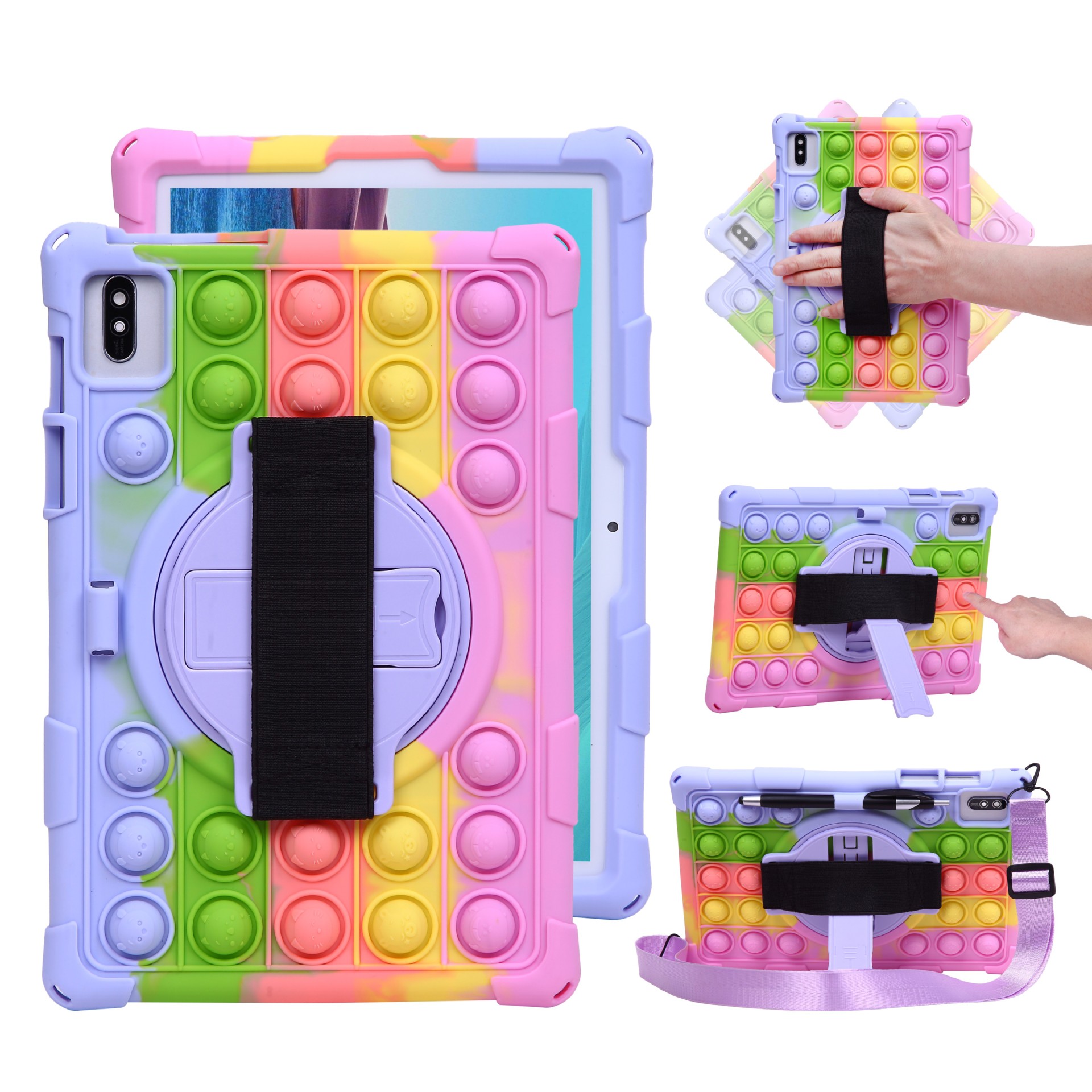 For Samsung A7lite Cartoon Decompression Bubble Rotating Bracket Silicone Protective Cover A8 All-inclusive T860 Drop-resistant Case