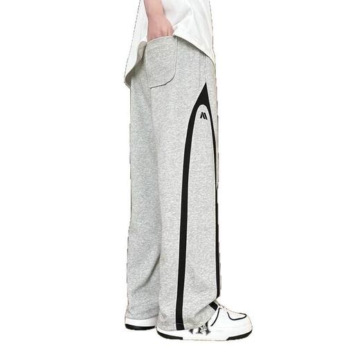 Men's Loose Straight Leg Youth Summer Thin Striped Ice Silk Weight Loss Sport Pants