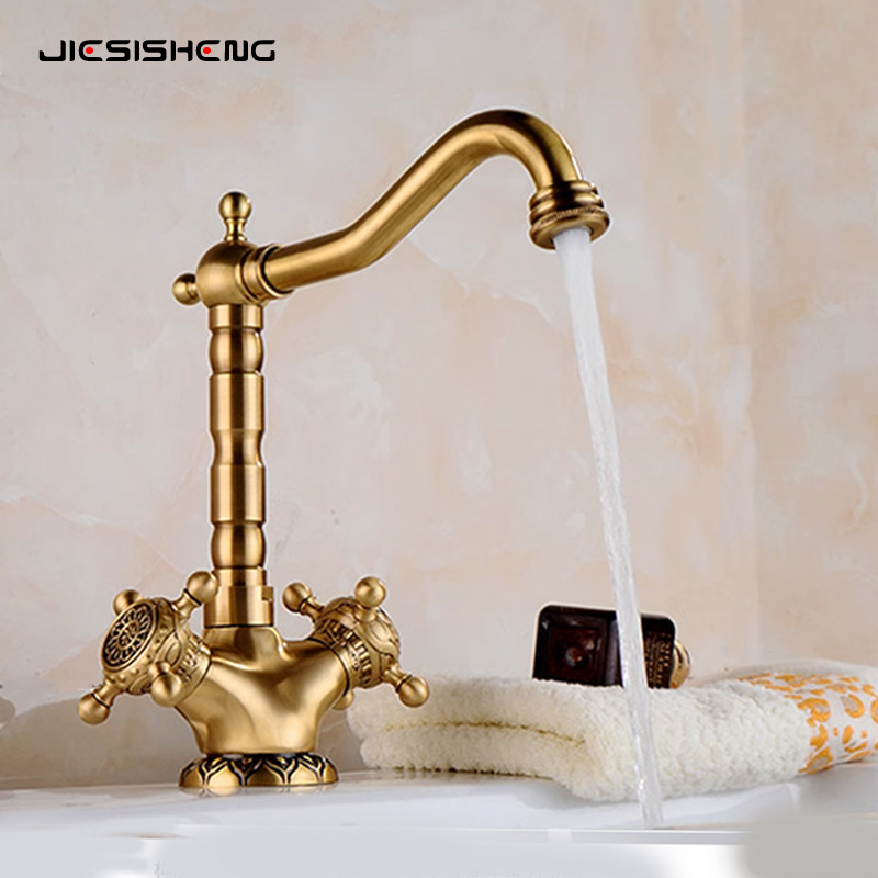 All-copper, Luxurious & Affordable Double-Handle Basin Faucet for Home Use – Tall-Height Cold-and-Hot, Splash-Proof Tap for Vanity Sinks and Countertop Basins