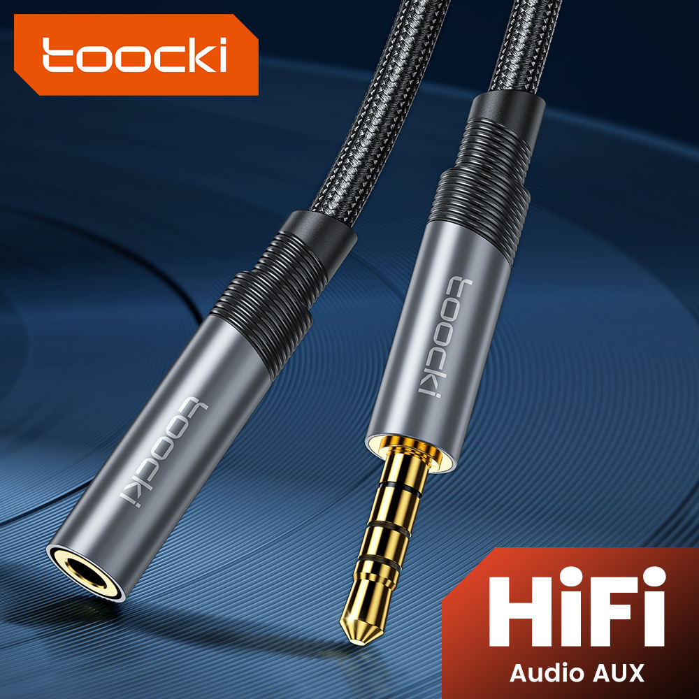 Toocki Live Broadcast Mobile Phone 3.5mm Audio Cable 3-Section Aux Male to Female Speaker Speaker Cable