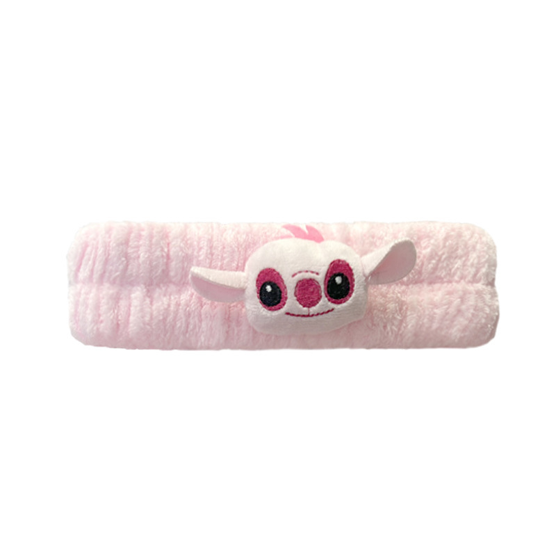 漫画かわいいステッチヘアバンド卸売女性ぬいぐるみステッチ洗顔リストバンド刺繍蝶エンドヘアバンド|undefined