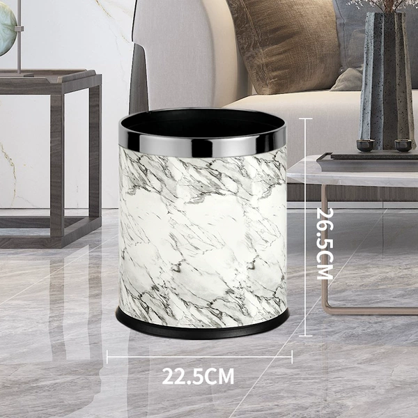 Double-layer plastic inner and outer barrels with white marble and silver rings, capacity 10L, can be printed with LOGO