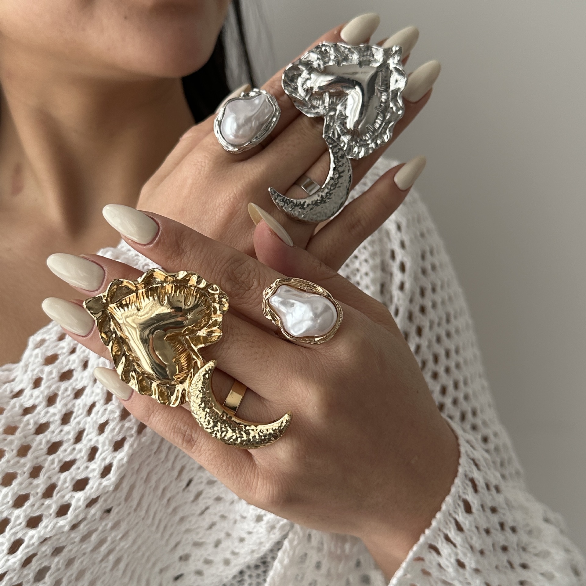 Simple Style Classic Style Geometric Heart Shape Alloy Plating Women's Open Rings display picture 2