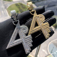 潮人简约个性镶钻字母数字吊坠 男士欧美嘻哈风炫酷街头配饰挂件