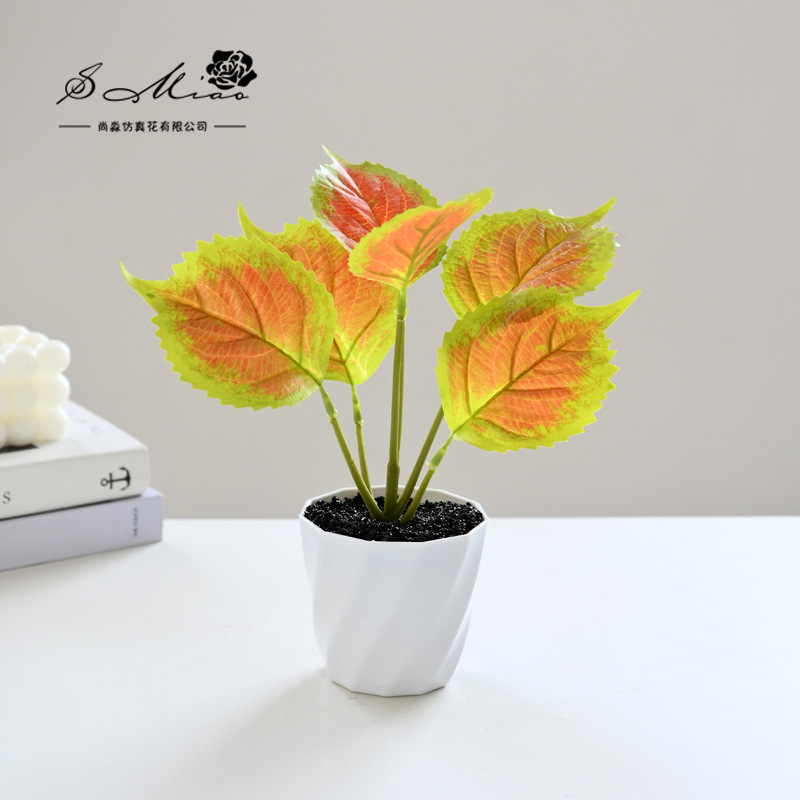 Flor artificial planta verde colgante cesta tortuga hoja pequeño bonsai flor artificial interior decoración creativa maceta artificial