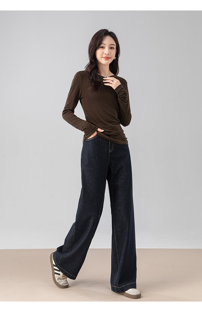 Áo thun nữ cổ tròn dáng rộng tay dài chất Tencel Cashmere phong cách retro Hàn Quốc — Màu cà phê chi tiết 21