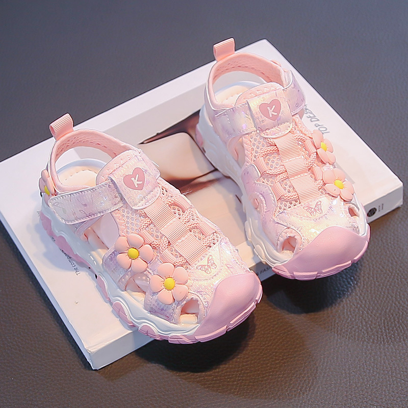 Zapatos casuales de moda de niñas versátiles 2026 verano nuevos niños sandalias de cabeza de malla transpirable zapatos deportivos para correr image 7