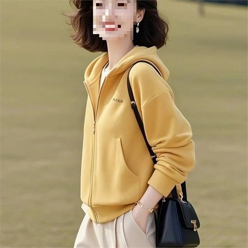 短款2025外套洋气连帽漂亮新款女早春卫衣减龄百搭黄色显瘦小个子|undefined