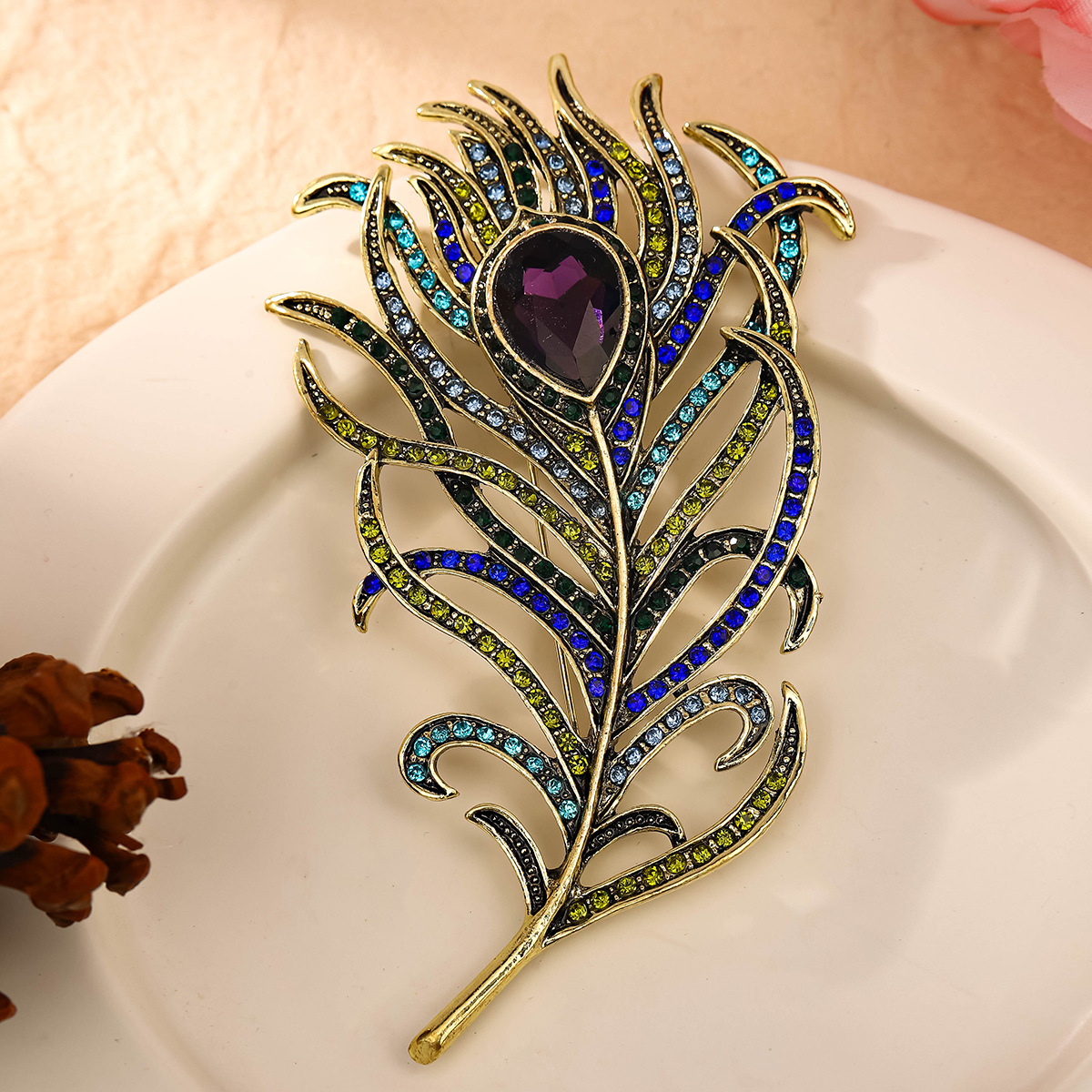 HD Crystal Feather Brooch
