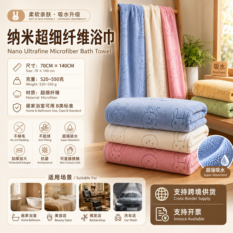 Nano Microfiber Bath Towel, Thickened, Water-Absorbent, Quick-Drying, Antibacterial, Household Cartoon Print, Soft and Skin-Friendly Bath Towel Wholesale Nano Microfiber Bath Towel, Thickened, Water-Absorbent, Quick-Drying, Antibacterial, Household Cartoon Print, Soft and Skin-Friendly Bath Towel Wholesale