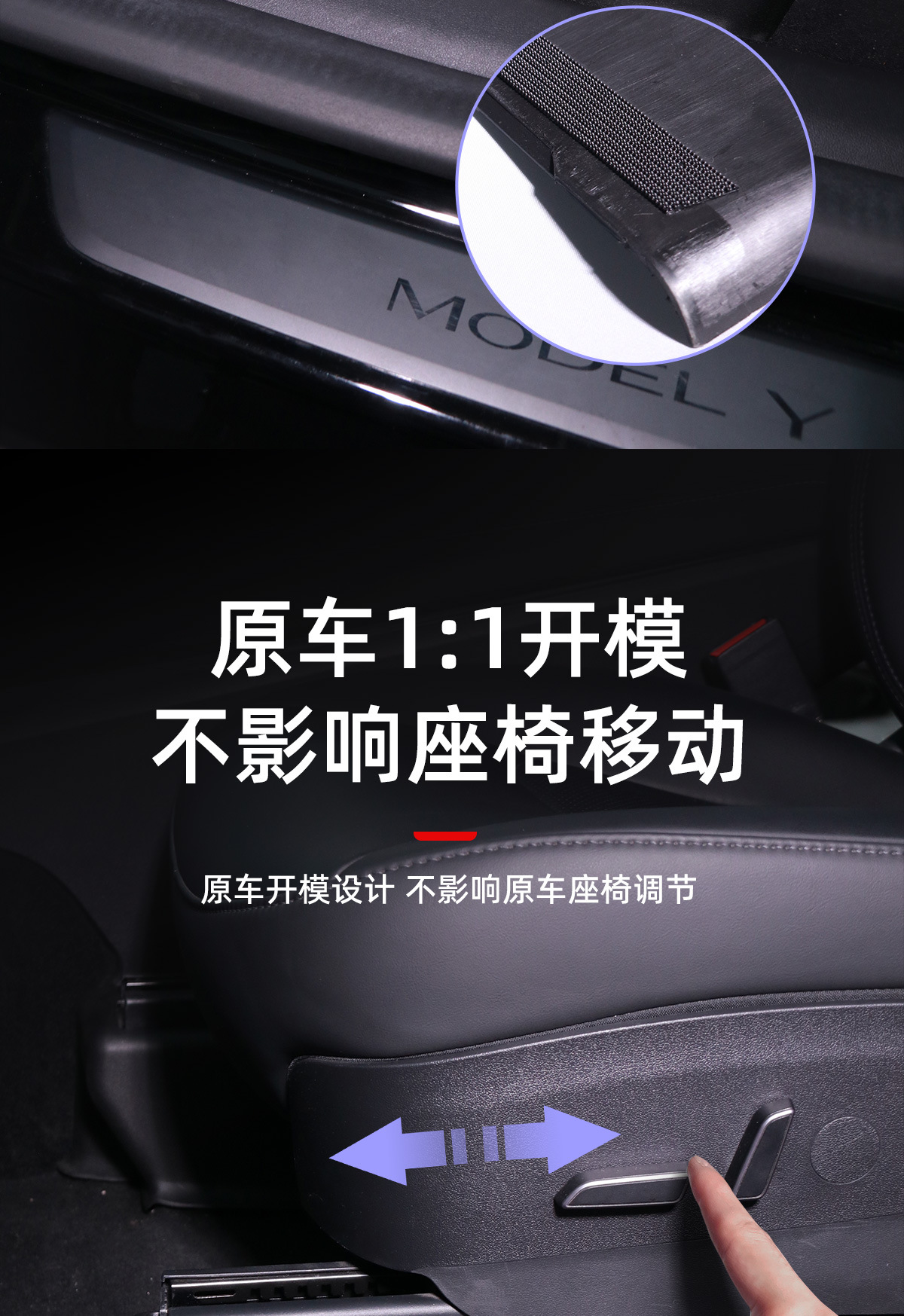 Suitable for Tesla's New Model Yl Seat Lower Rail Corner Protectors and Rear Seat Protectors, Complete Set of Felt Protection