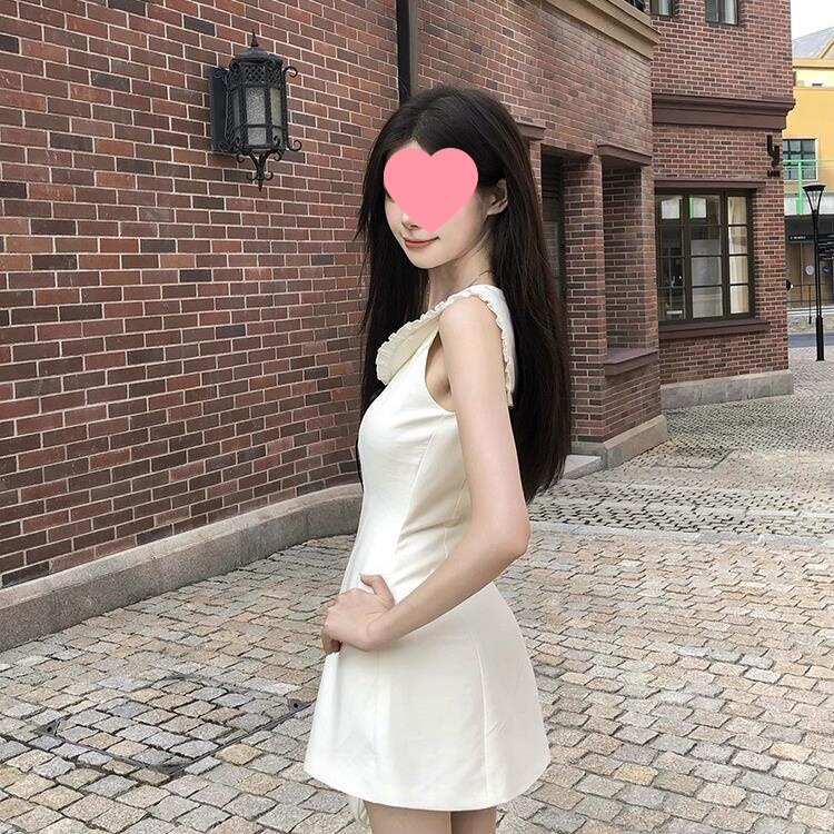 法式千金感蝴蝶结无袖连衣裙女纯欲风甜美娃娃领气质收腰短裙夏季|undefined