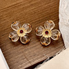 Three dimensional cute earrings from pearl, french style, flowered