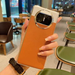 適用於華為matex3手機殼新款超薄MateX5典藏版電鍍拼色素皮高級感