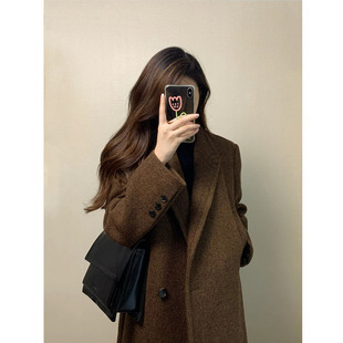 Wholesale 2024 New Autumn and Winter Woolen Coat Mid-length Hepburn Style Superior Woolen Coat for Small Men