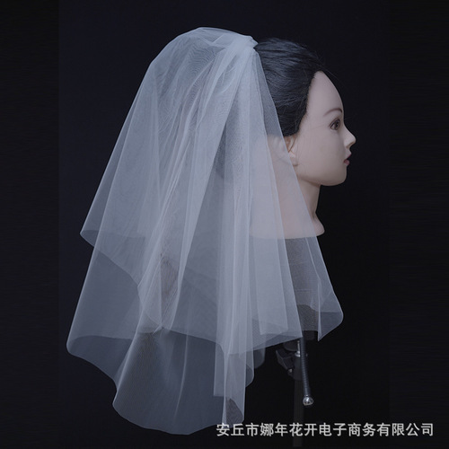 Double Layer Bridal Veil Wedding Dress Bridal Accessories Fashionable Simple Bridal Wedding Soft Veil Photo Studio Travel Photography