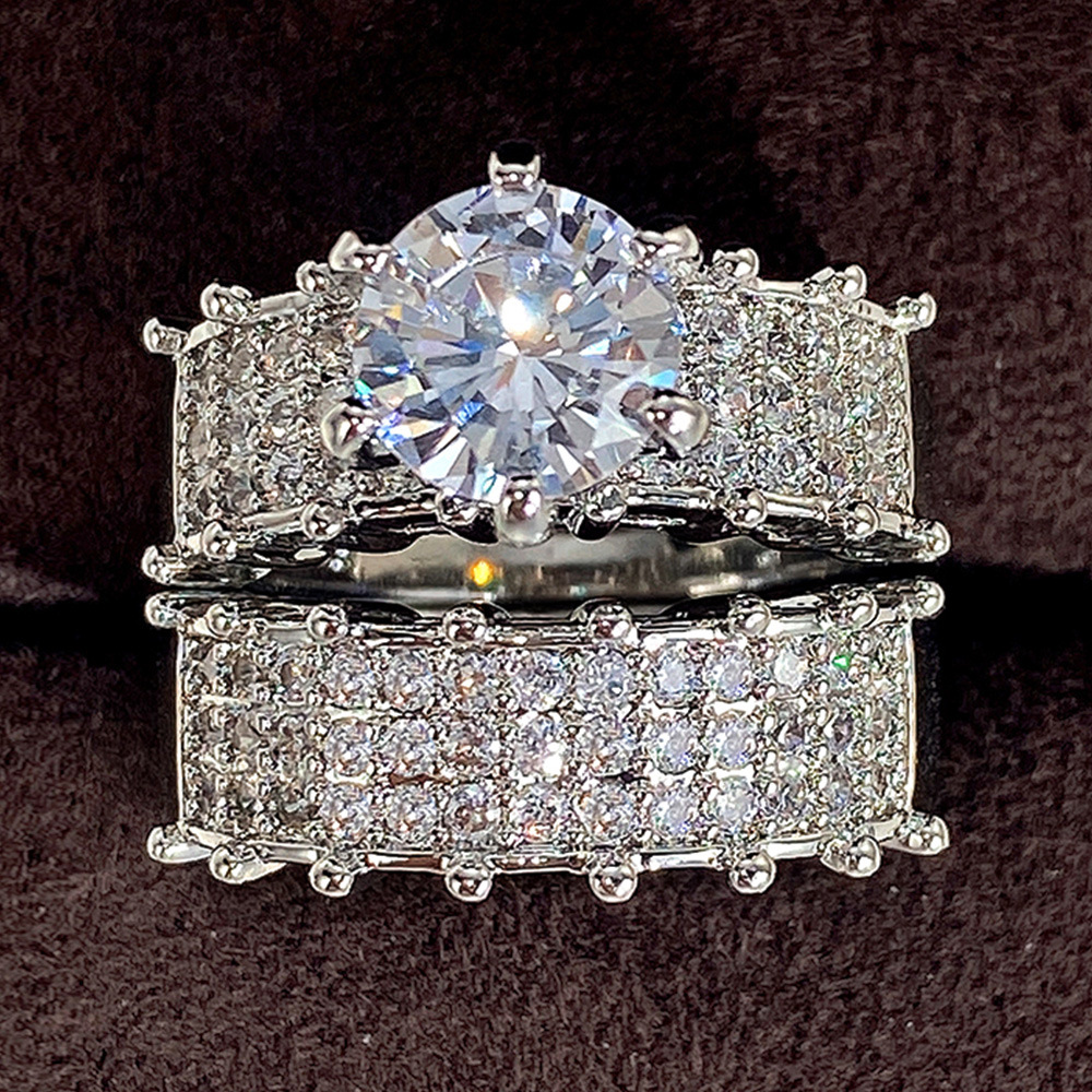 12g Weight White Gold Plated Plating Material Zircon Inlay Material Rings Classification Vintage Style Geometric Copper Plating Inlay Zircon White Gold Plated Rings